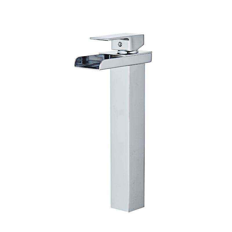 Modern square basin faucet with open water outlet (3)