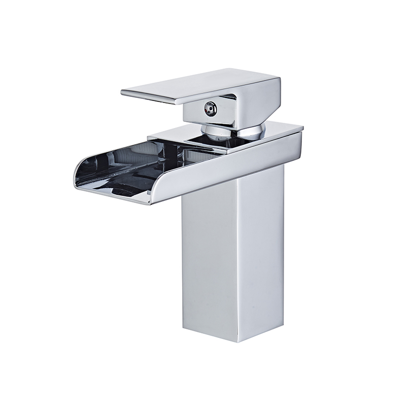 Modern square basin faucet with open water outlet (3)